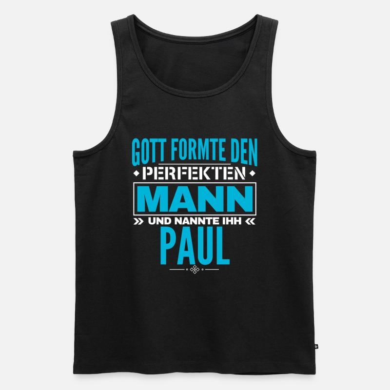 Paul Name Design - Männer Premium Bio Tank Top - Schwarz