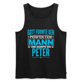 Peter Name Design - Männer Premium Bio Tank Top - Schwarz - Vorne - Michal (187cm)