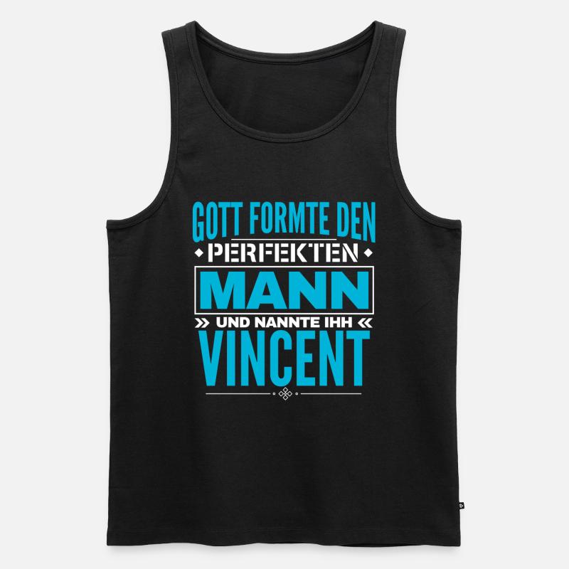 Vincent Name Design - Männer Premium Bio Tank Top - Schwarz