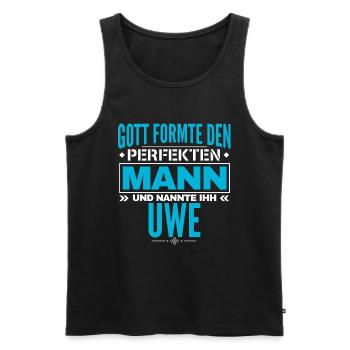 Uwe Name Design - Männer Premium Bio Tank Top - Schwarz - Vorne - Michal (187cm)