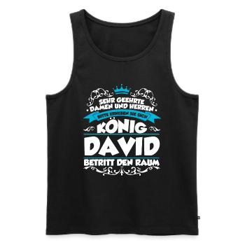 David Name Design - Männer Premium Bio Tank Top - Schwarz - Vorne - AI Model Male 178 light (178cm)