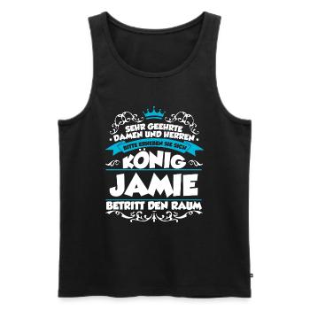 Jamie Name Design - Männer Premium Bio Tank Top - Schwarz - Vorne - Michal (187cm)