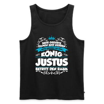 Justus Name Design - Männer Premium Bio Tank Top - Schwarz - Vorne - AI Model Male 178 light (178cm)