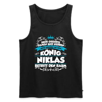 Niklas Name Design - Männer Premium Bio Tank Top - Schwarz - Vorne - Michal (187cm)