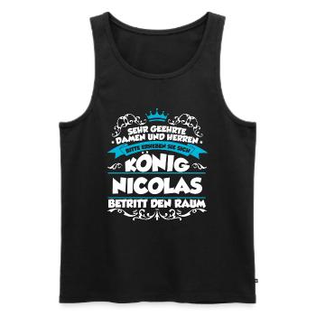 Nicolas Name Design - Männer Premium Bio Tank Top - Schwarz - Vorne - Michal (187cm)