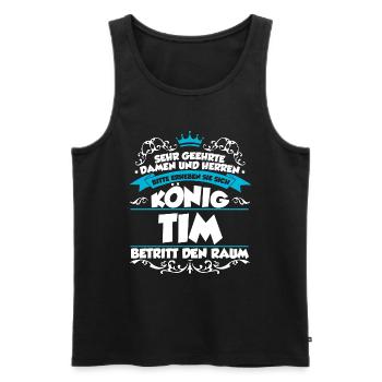 Tim Name Design - Männer Premium Bio Tank Top - Schwarz - Vorne - AI Model Male 178 light (178cm)