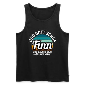 Frank - Männer Premium Bio Tank Top - Schwarz - Vorne - AI Model Male 178 light (178cm)