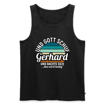 Gerhard - Männer Premium Bio Tank Top - Schwarz - Vorne - Michal (187cm)