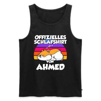Offizielles Schlafshirt Von Ahmed - Männer Premium Bio Tank Top - Schwarz - Vorne - Michal (187cm)