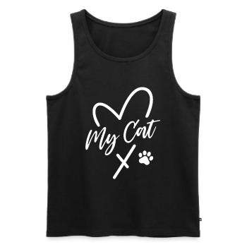 Mon cœur de chat - Débardeur bio Premium Homme - noir - Devant - AI Model Male 178 light (178cm)