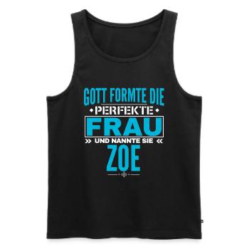 Zoe Name Design - Männer Premium Bio Tank Top - Schwarz - Vorne - AI Model Male 178 light (178cm)