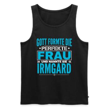 Conception du nom Irmgard - Débardeur bio Premium Homme - noir - Devant - Michal (187cm)