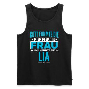 Lia Name Design - Männer Premium Bio Tank Top - Schwarz - Vorne - AI Model Male 178 light (178cm)