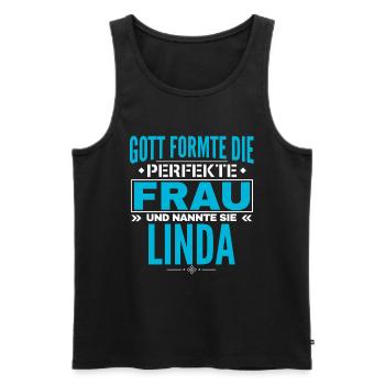 Linda Name Design - Männer Premium Bio Tank Top - Schwarz - Vorne - AI Model Male 178 light (178cm)