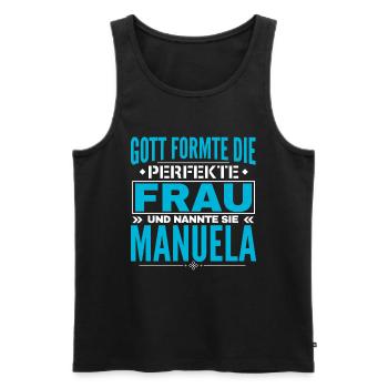 Manuela Name Design - Men's Premium Organic Tank Top - black - Front - AI Model Male 178 light (178cm)