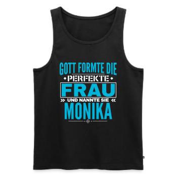 Conception du nom Monika - Débardeur bio Premium Homme - noir - Devant - AI Model Male 178 light (178cm)