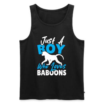 Cadeau pour les amoureux des babouins - Débardeur bio Premium Homme - noir - Devant - Michal (187cm)