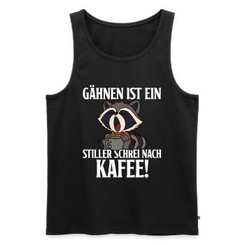 Yawning is a silent scree after coffee - Men's Premium Organic Tank Top - black - Front - AI Model Male 178 light (178cm)