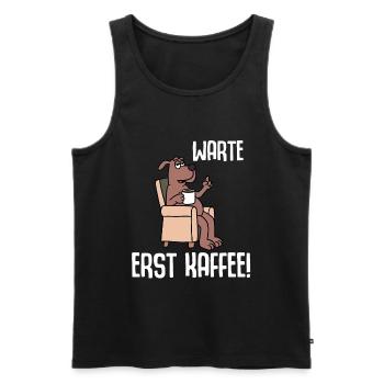 Wait for coffee first - Men's Premium Organic Tank Top - black - Front - Michal (187cm)