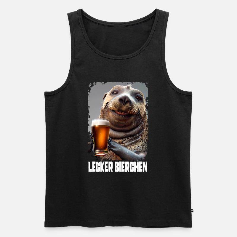 Lecker Bierchen Seelöwe - Männer Premium Bio Tank Top - Schwarz