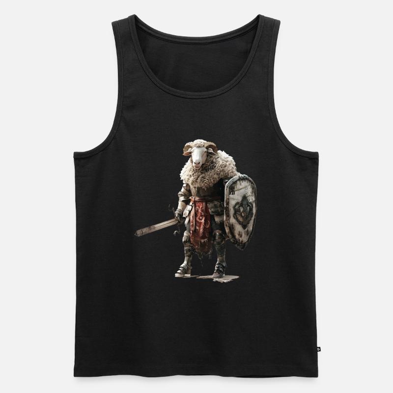 Schaf Ritter Mittelalter - Männer Premium Bio Tank Top - Schwarz