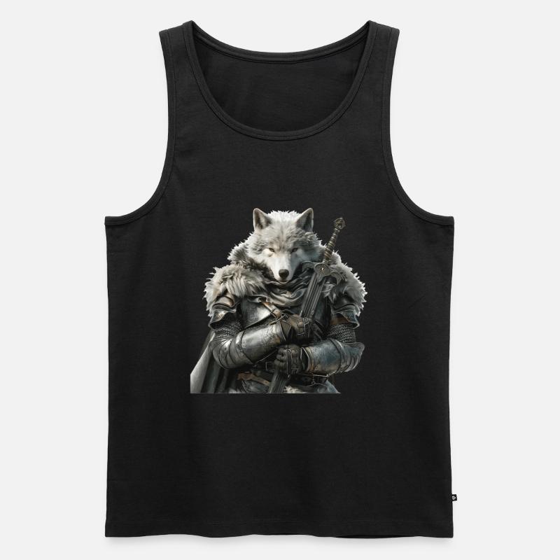 Wolf Ritter Mittelalter - Männer Premium Bio Tank Top - Schwarz