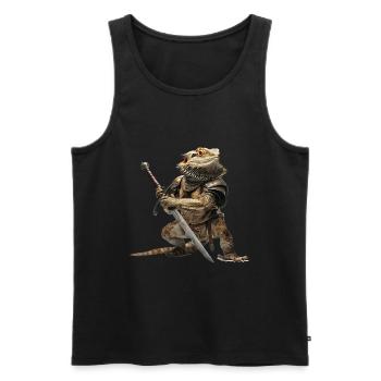 Bearded Dragon Knight Medieval - Men's Premium Organic Tank Top - black - Front - Michal (187cm)