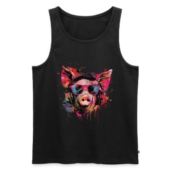 Schwein - Männer Premium Bio Tank Top - Schwarz - Vorne - Michal (187cm)