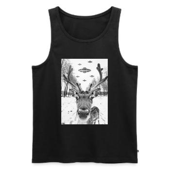 Renne selfie OVNI - Débardeur bio Premium Homme - noir - Devant - Michal (187cm)