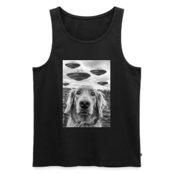 Ufo Selfie Hund - Männer Premium Bio Tank Top - Schwarz - Vorne - AI Model Male 178 light (178cm)
