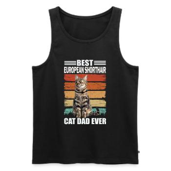 European shorthair Papa Katze - Männer Premium Bio Tank Top - Schwarz - Vorne - Michal (187cm)