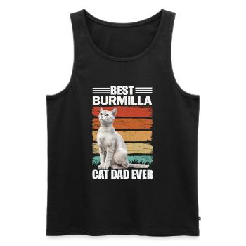 Burmilla Papa Cat - Débardeur bio Premium Homme - noir - Devant - Michal (187cm)