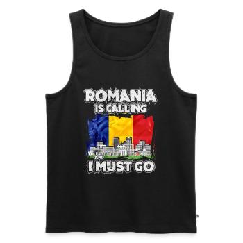 Roumanie - Débardeur bio Premium Homme - noir - Devant - Michal (187cm)
