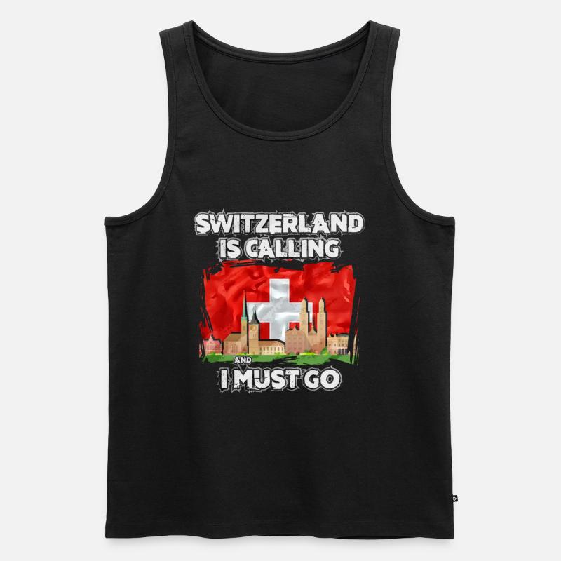 Die Schweiz - Männer Premium Bio Tank Top - Schwarz