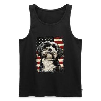 Tibet Terrier Amerika Usa - Männer Premium Bio Tank Top - Schwarz - Vorne - AI Model Male 178 light (178cm)