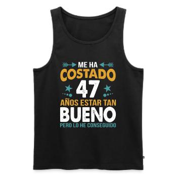ME HA COSTADO 47 ANOS ESTAR TAN BUENO - Débardeur bio Premium Homme - noir - Devant - Michal (187cm)