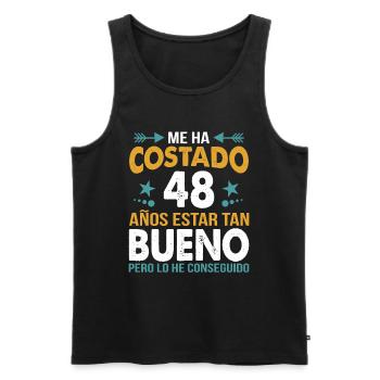 ME HA COSTADO 48 ANOS ESTAR TAN BUENO - Débardeur bio Premium Homme - noir - Devant - AI Model Male 178 light (178cm)