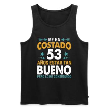 ME HA COSTADO 53 AÑOS ESTAR TAN BUENO - Männer Premium Bio Tank Top - Schwarz - Vorne - AI Model Male 178 light (178cm)