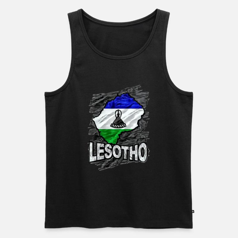 Lesotho - Männer Premium Bio Tank Top - Schwarz
