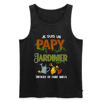 Papy jardinier parfait, cadeau papy - Débardeur bio Premium Homme - noir - Devant - Michal (187cm)