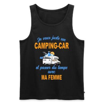 Camping car ma femme et moi idée cadeau homme - Débardeur bio Premium Homme - noir - Devant - Michal (187cm)