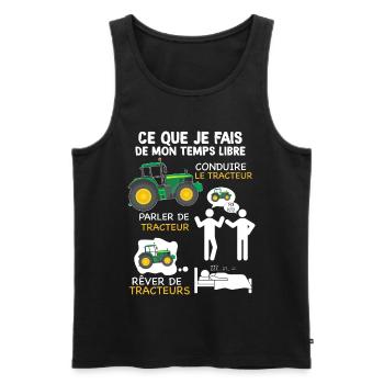 Tracteur agriculteur passion humour métier - Débardeur bio Premium Homme - noir - Devant - Michal (187cm)