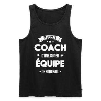 Je suis le coach d'une super équipe de football - Débardeur bio Premium Homme - noir - Devant - Michal (187cm)