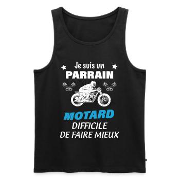 Parrain Motard Citation - Débardeur bio Premium Homme - noir - Devant - Michal (187cm)