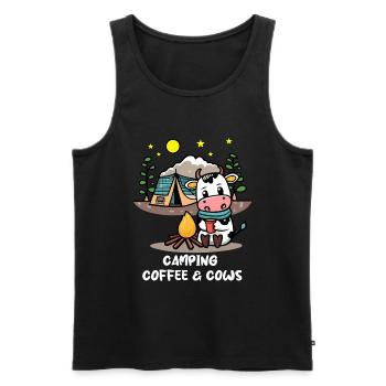 Camping Coffee Cows Country Life Holiday Weekend - Men's Premium Organic Tank Top - black - Front - AI Model Male 178 light (178cm)