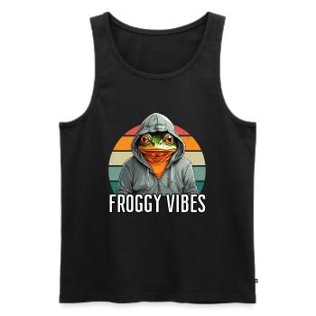 Froggy Vibes - Frog Design - Men's Premium Organic Tank Top - black - Front - Michal (187cm)