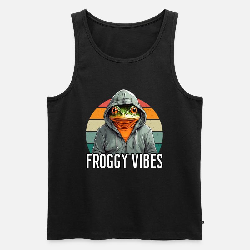 Froggy Vibes - Froschdesign - Männer Premium Bio Tank Top - Schwarz