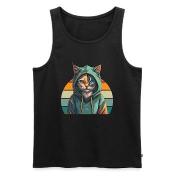 Hoodie Katze - Katzendesign - Männer Premium Bio Tank Top - Schwarz - Vorne - AI Model Male 178 light (178cm)