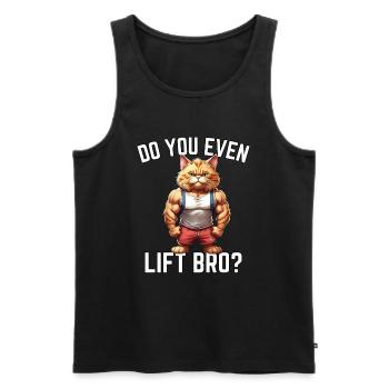 Do You Even Lift Bro? - Cat design - Men's Premium Organic Tank Top - black - Front - Michal (187cm)