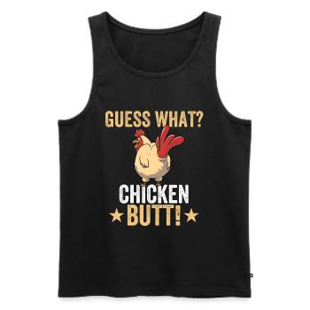 Devine quoi? Cul de poulet ! - Drôle de poulet - Débardeur bio Premium Homme - noir - Devant - Michal (187cm)